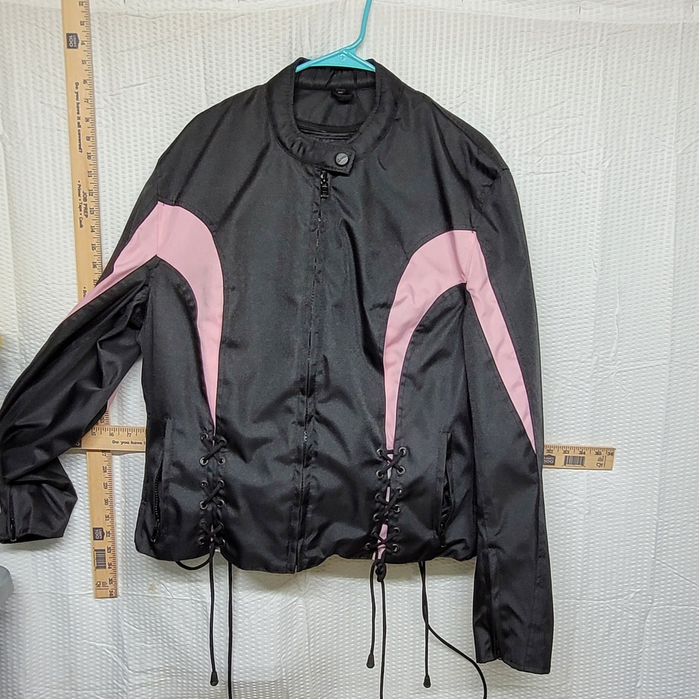 Nexgen Womens 4XL Black Pink Textile Motorcycle Jacket Zip Out Liner Lace Up